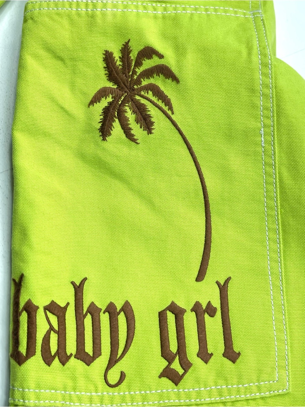 BDG Women's Lime Green Cargo Wide-Leg Baggy Pants Embroidered Baby Girl Size 0 - Picture 3 of 14